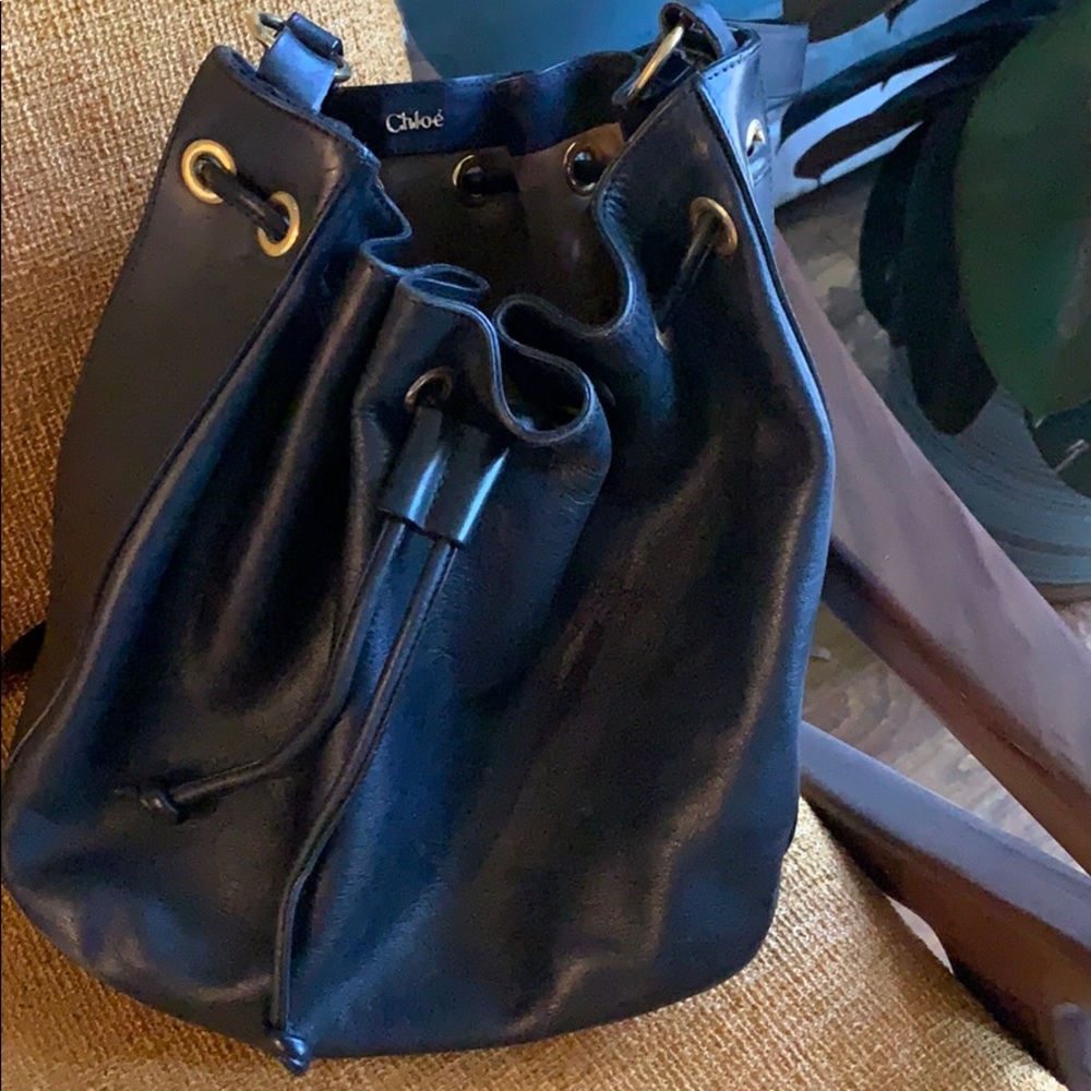 Chloe Drawstring Leather Bag - Picture 2 of 5